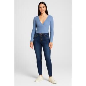 Maurices High-Rise Skinny Jeans Dark Wash Stretch Denim S-Short